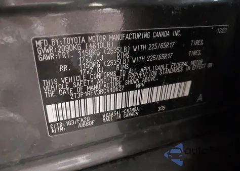 2024 Toyota Rav4 Xle/Xle Premium z USA, uszkodzony, nr VIN 2T3P1RFV3RC410627